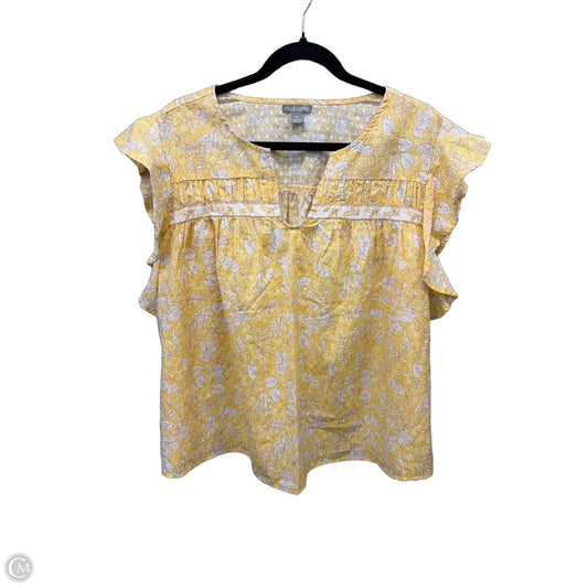 Top Short Sleeve By Falls Creek In Yellow, Size: 1x