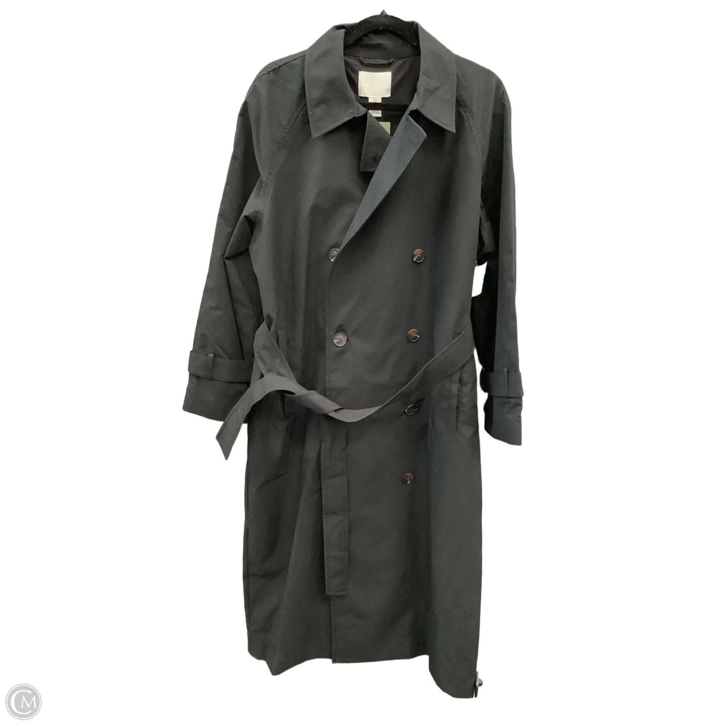 Coat Trench Coat By H&m In Black, Size: M