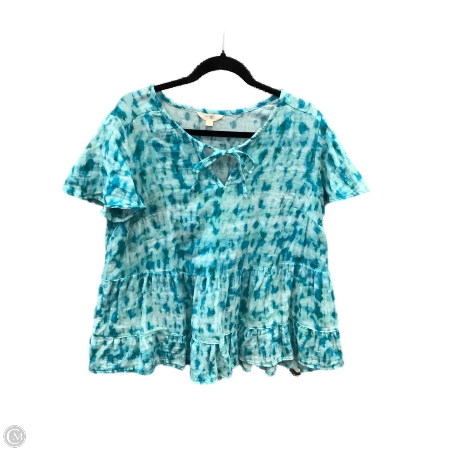 Top Short Sleeve By Terra & Sky In Blue, Size: Xl