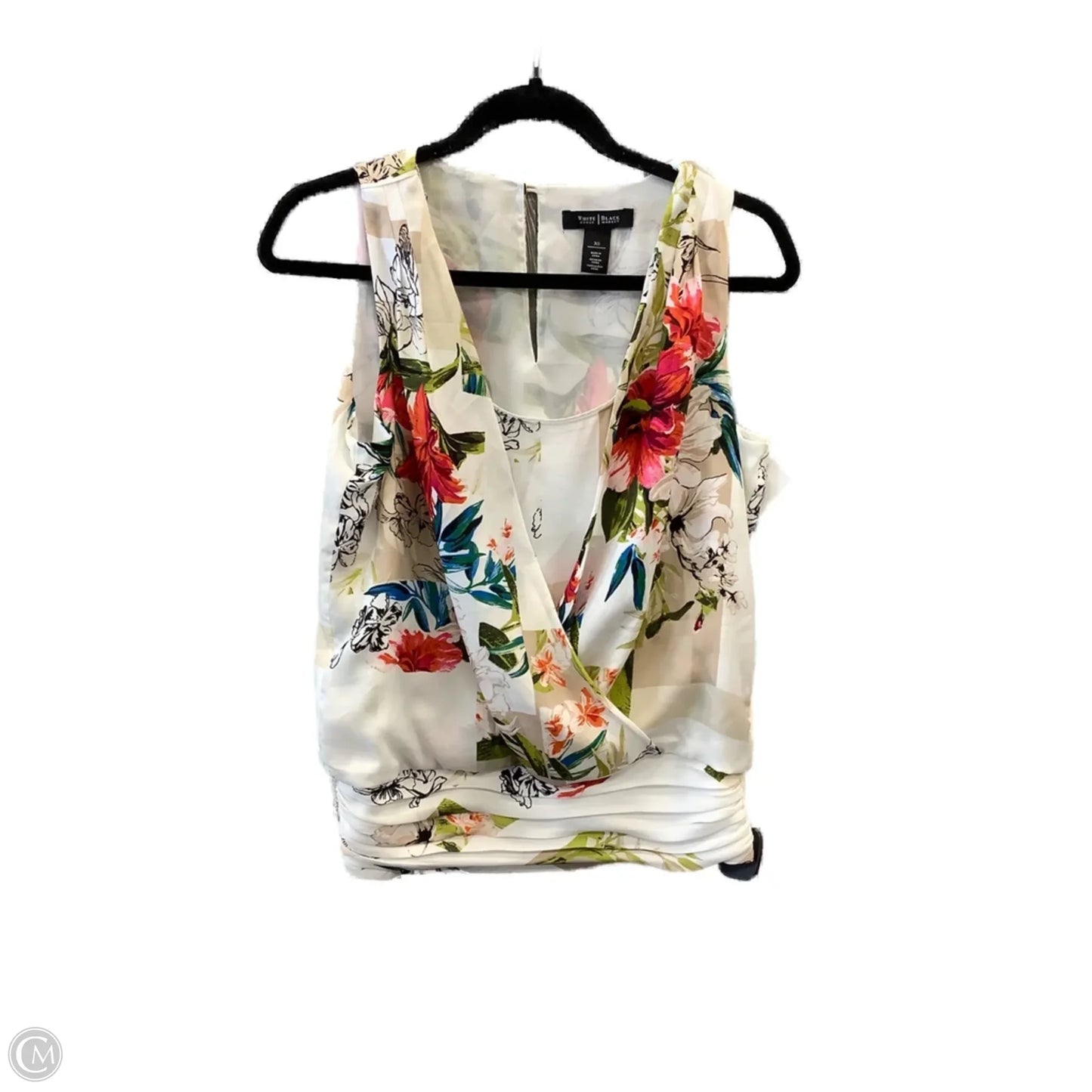 Top Short Sleeve By White House Black Market In Floral Print, Size: Xs