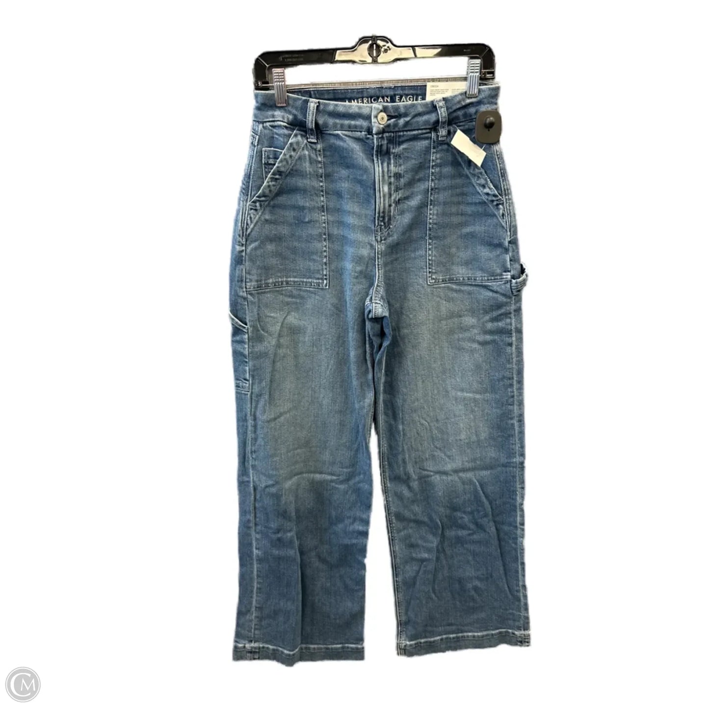 Jeans Wide Leg By American Eagle In Blue Denim, Size: 4