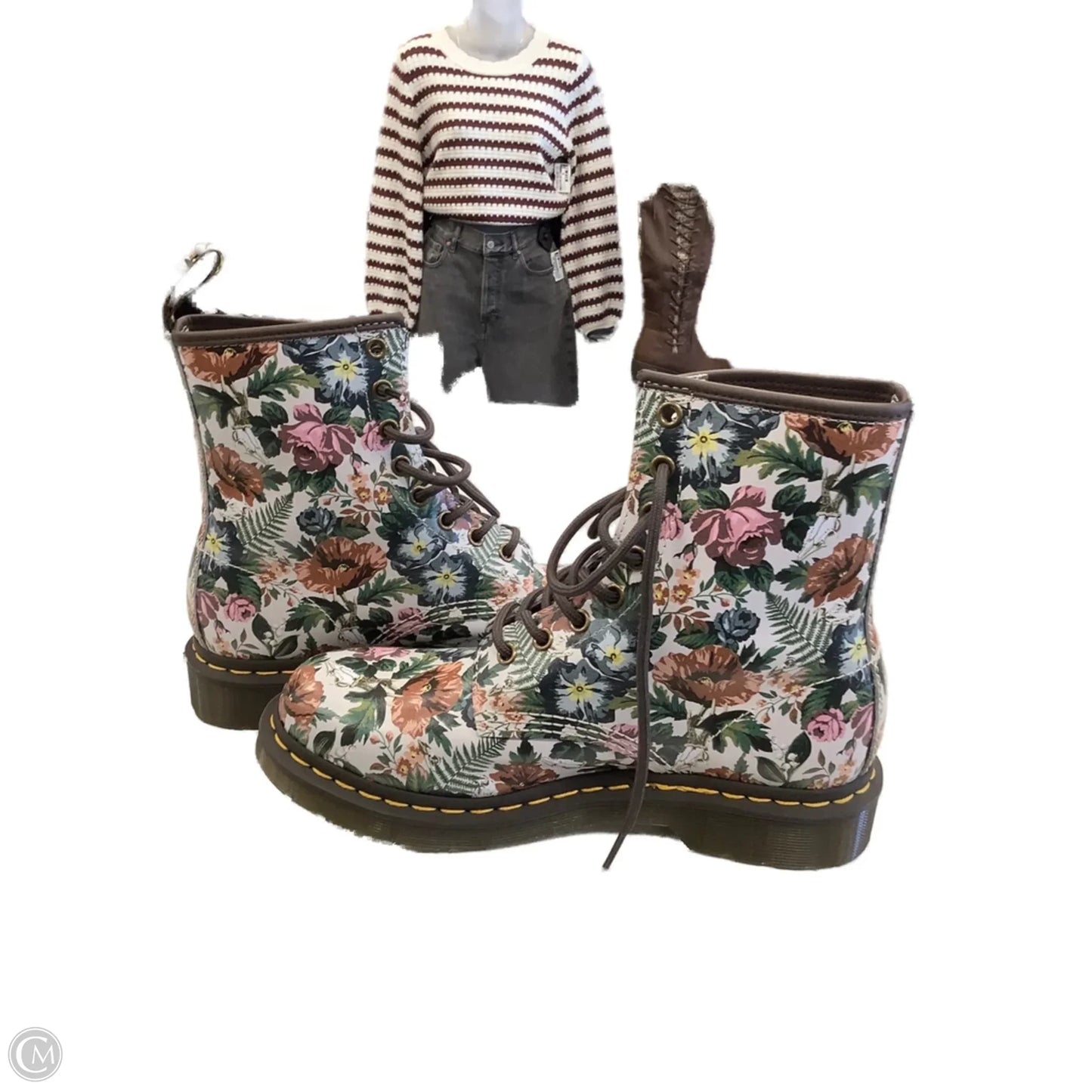 Boots Combat By Dr Martens In Floral Print, Size: 8