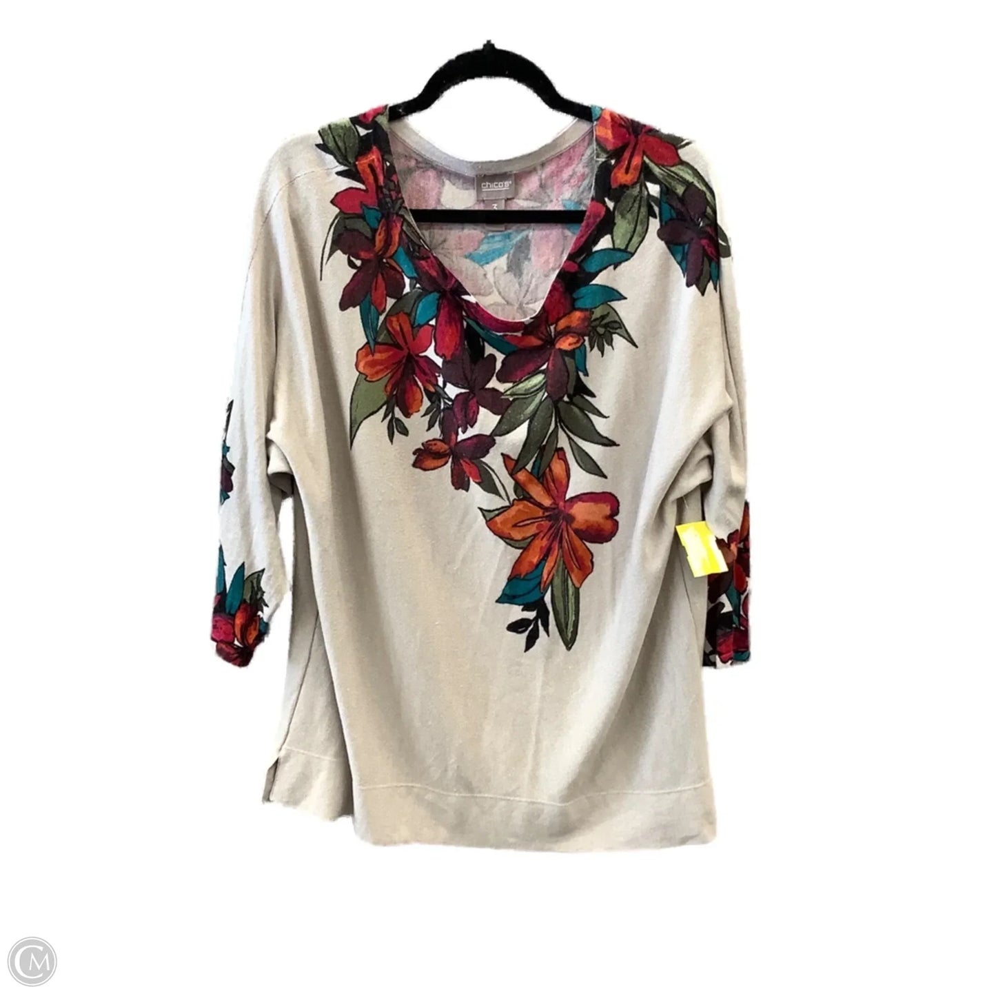 Top Long Sleeve By Chicos In Floral Print, Size: Xl
