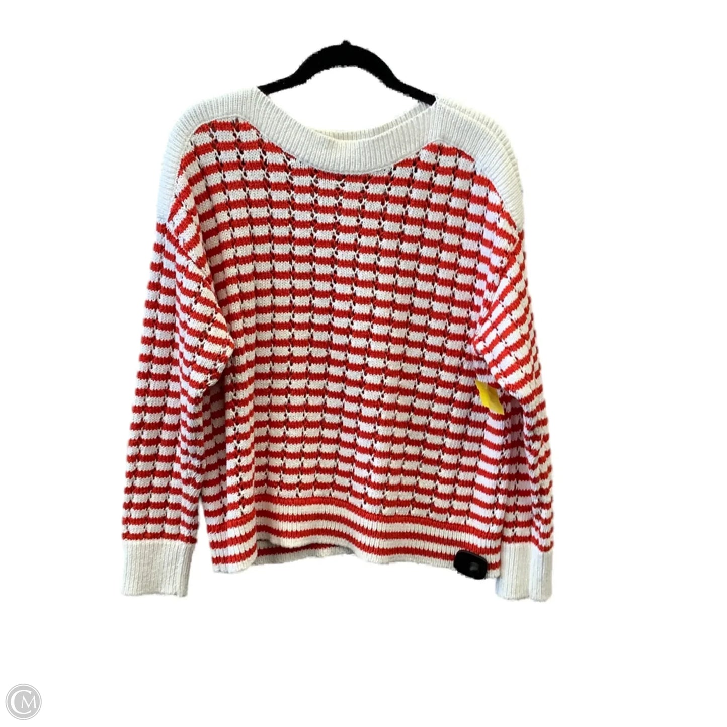 Sweater By Loft In Orange & White, Size: Xl