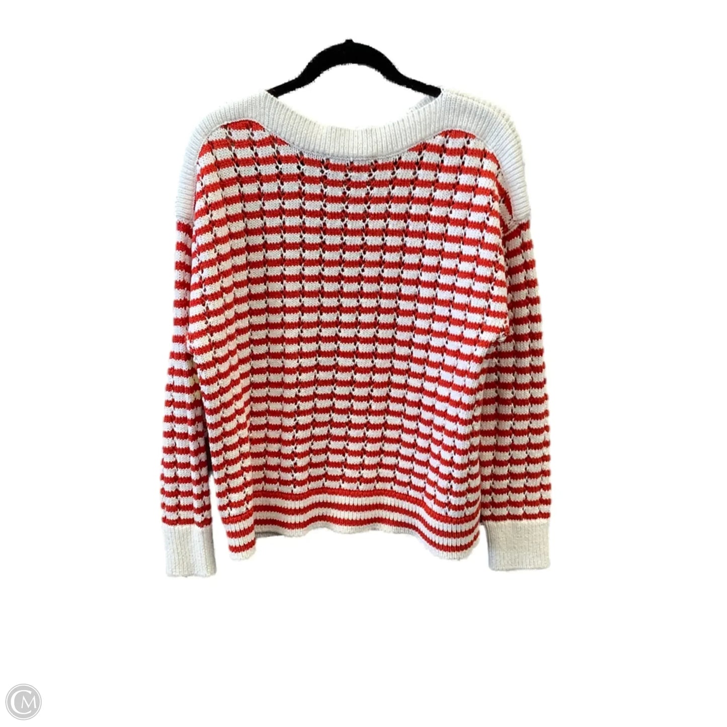 Sweater By Loft In Orange & White, Size: Xl