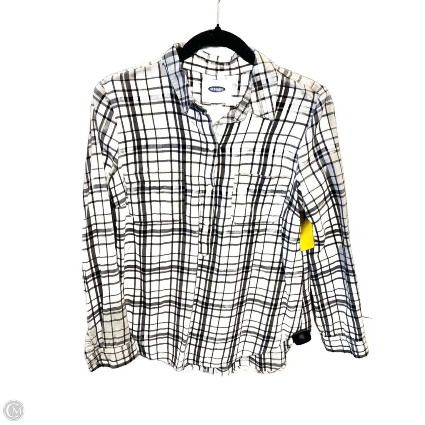 Top Long Sleeve By Old Navy In Plaid Pattern, Size: M