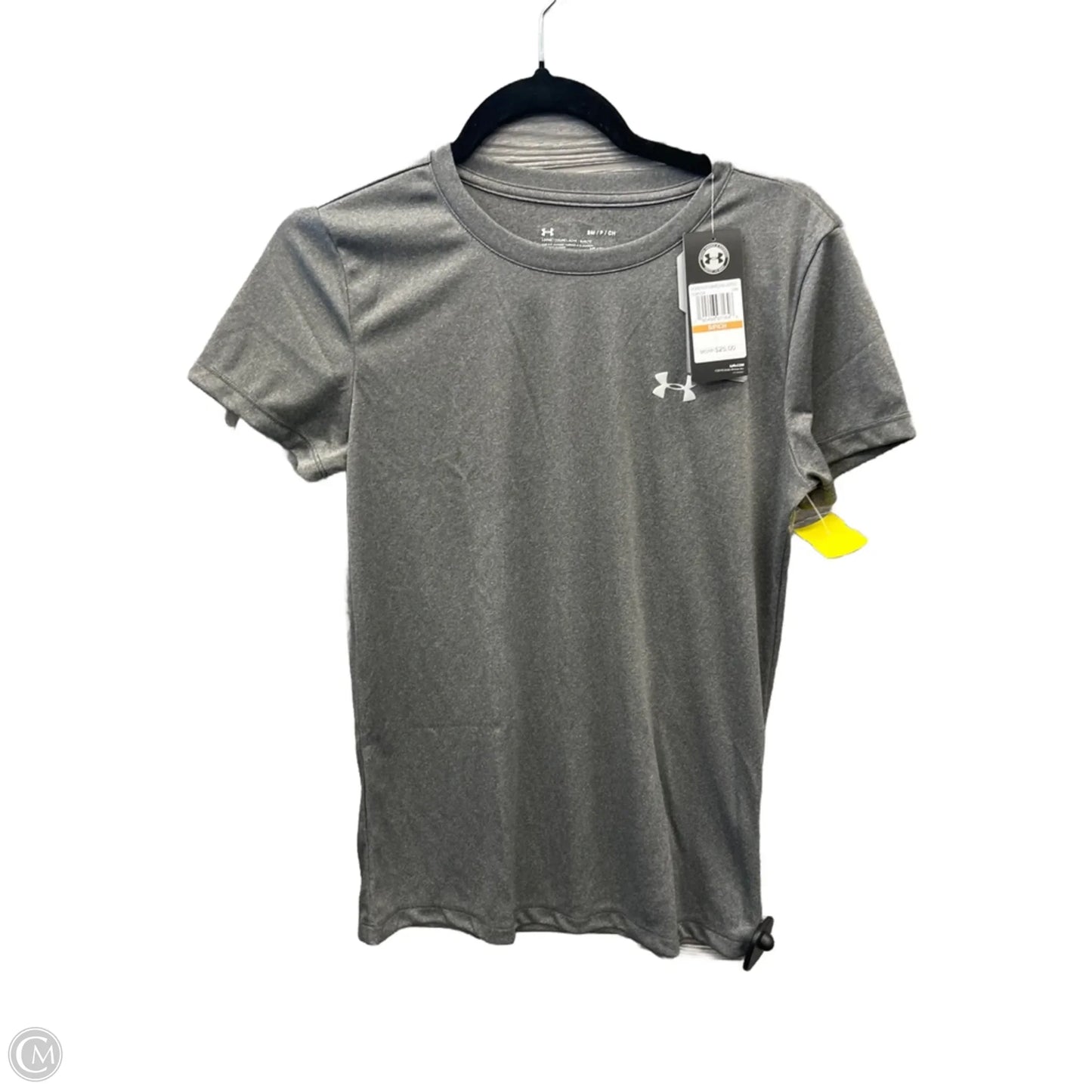 Athletic Top Short Sleeve By Under Armour In Grey, Size: S