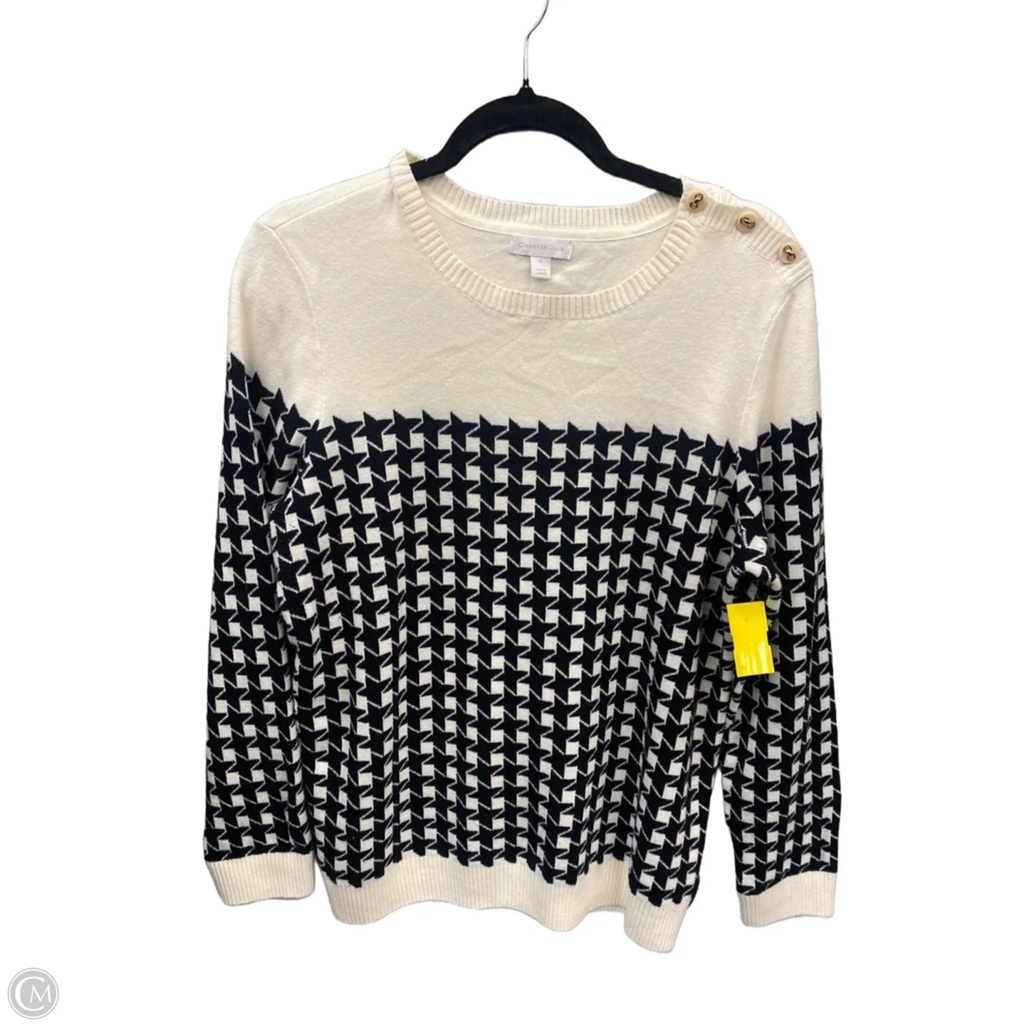 Sweater By Charter Club In Black & White, Size: Xl