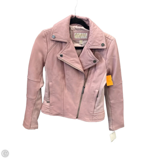 Jacket Moto Leather By Michael By Michael Kors In Pink, Size: Xs