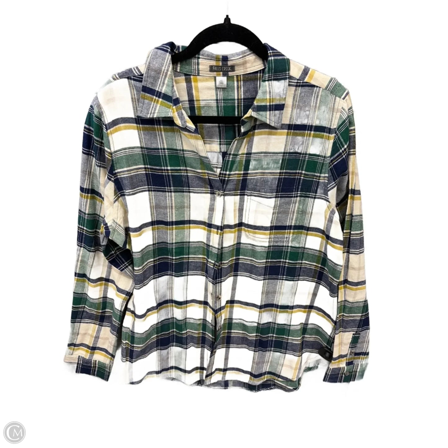 Top Long Sleeve By Falls Creek In Plaid Pattern, Size: Xl