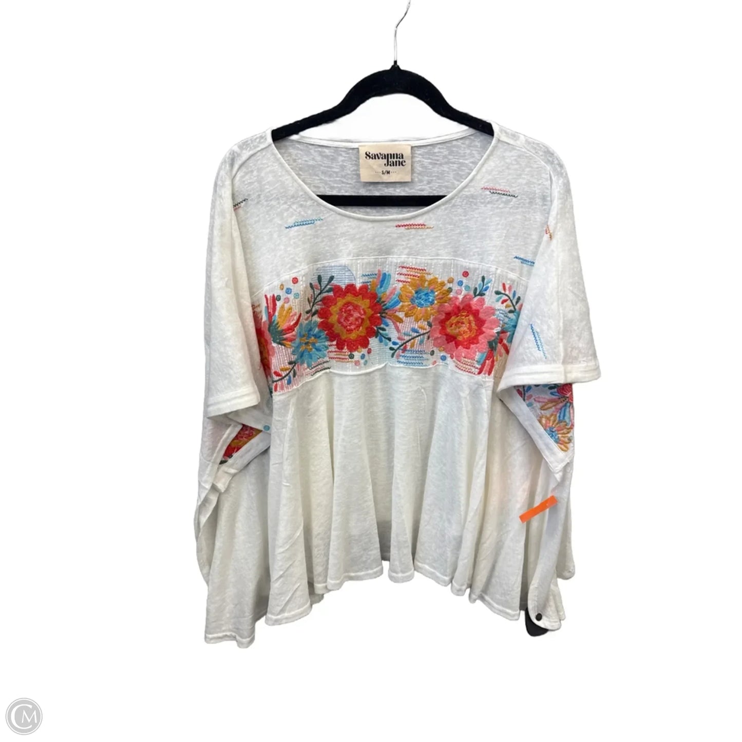 Top Short Sleeve By Savanna Jane In White, Size: S