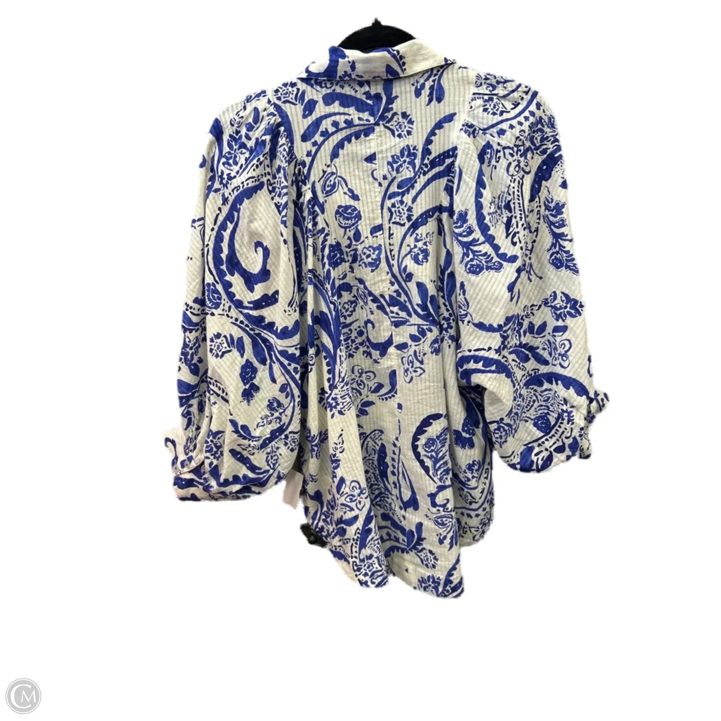 Top 3/4 Sleeve By Maeve In Blue & White, Size: S