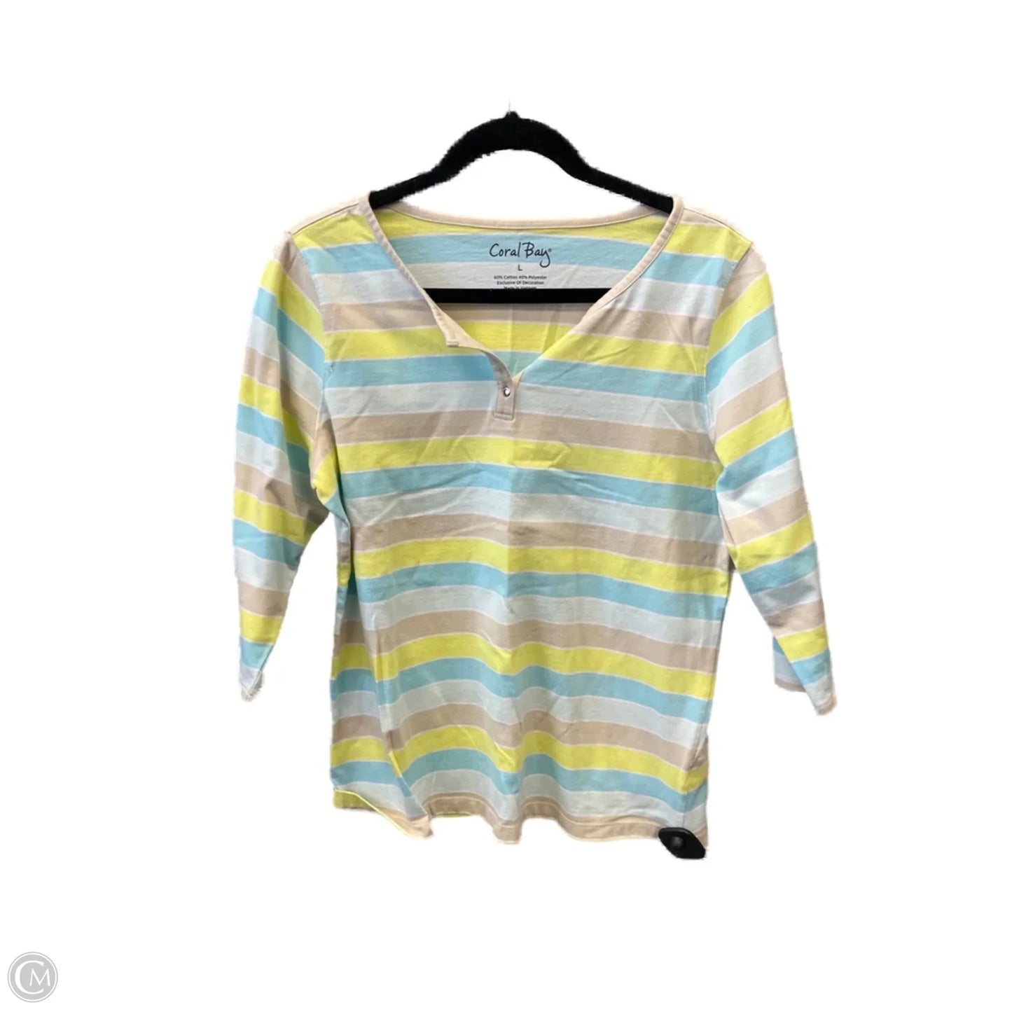 Top Long Sleeve By Coral Bay In Striped Pattern, Size: L