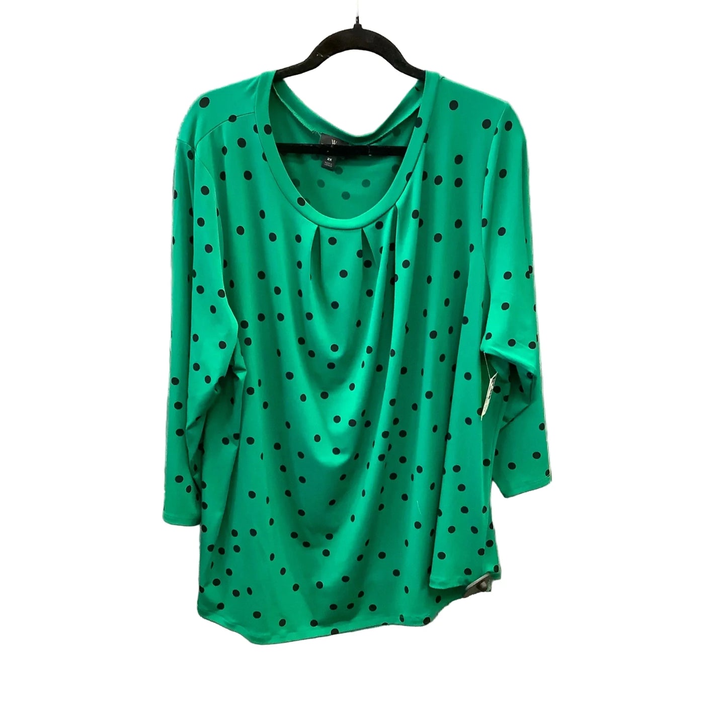 Top 3/4 Sleeve By Worthington In Polkadot Pattern, Size: 2x