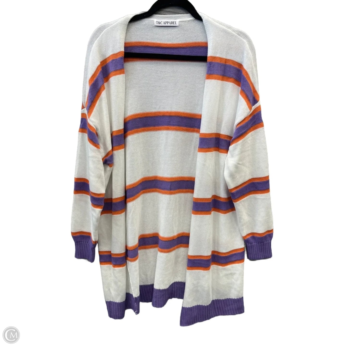 Sweater Cardigan By Clothes Mentor In Striped Pattern, Size: L