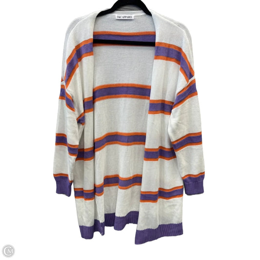 Sweater Cardigan By Clothes Mentor In Striped Pattern, Size: L