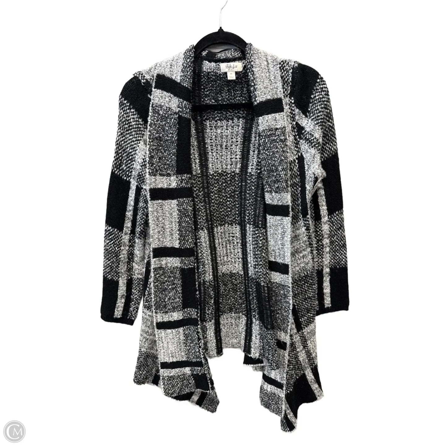 Sweater Cardigan By Style And Company In Plaid Pattern, Size: Xs