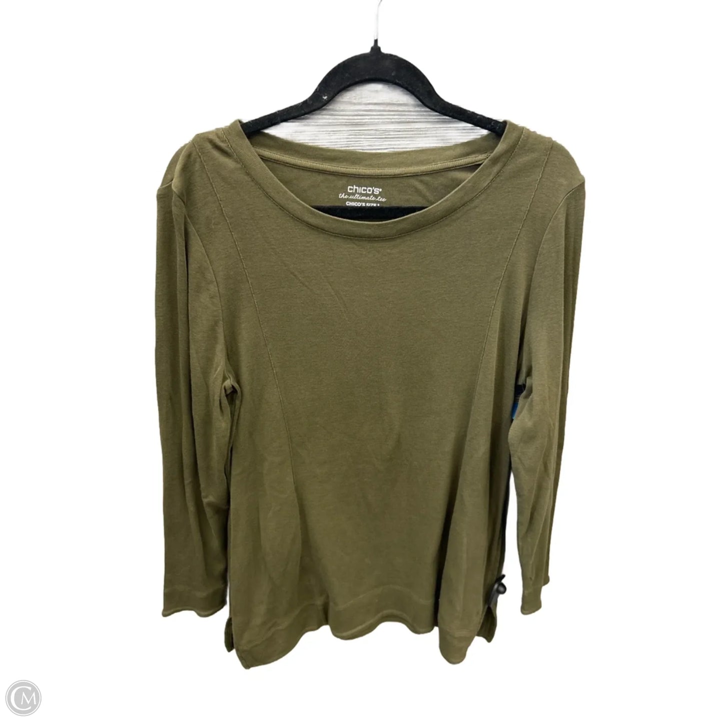 Top Long Sleeve Basic By Chicos In Green, Size: M