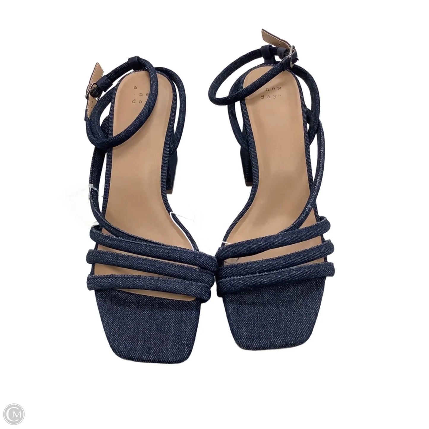 Sandals Heels Block By A New Day In Blue Denim, Size: 11