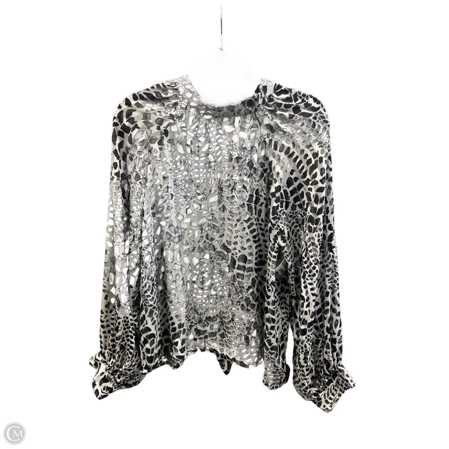 Blouse Long Sleeve By Fashion Nova In Black & White, Size: L