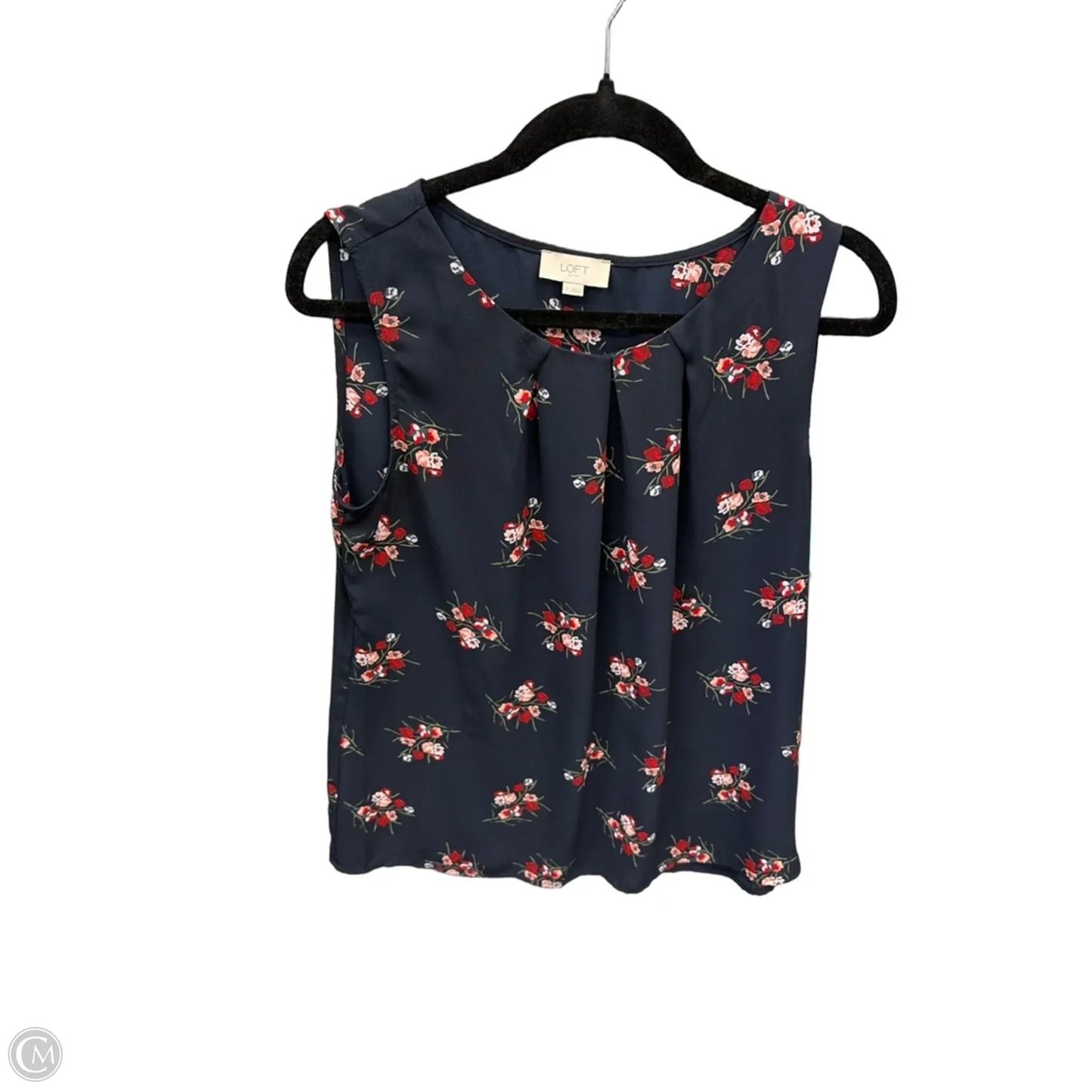 Blouse Sleeveless By Loft In Navy, Size: M