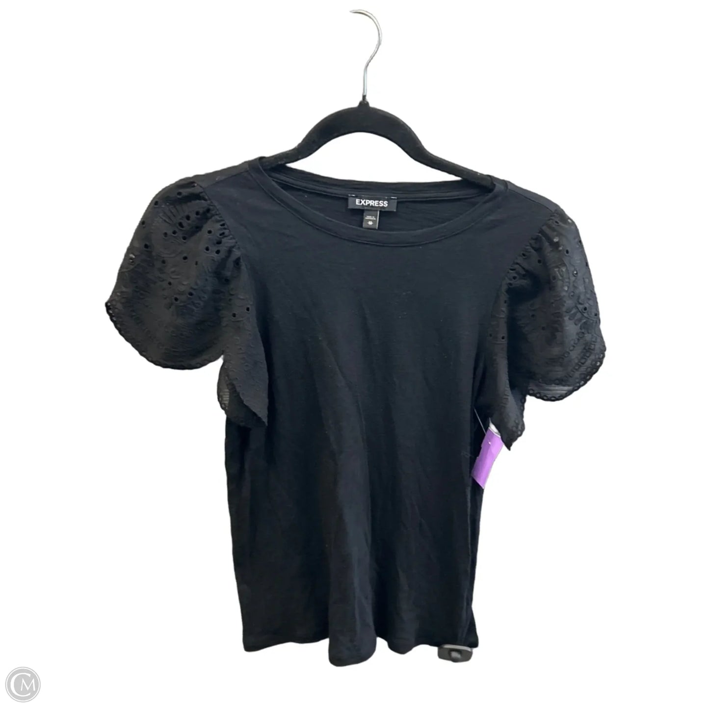 Top Short Sleeve By Express In Black, Size: Xs