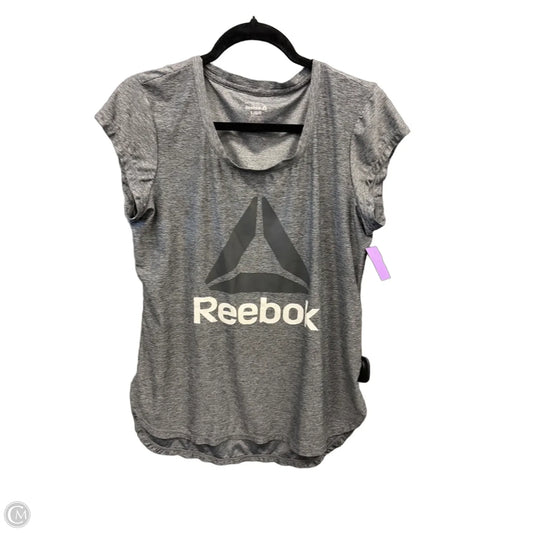Athletic Top Short Sleeve By Reebok In Grey, Size: L