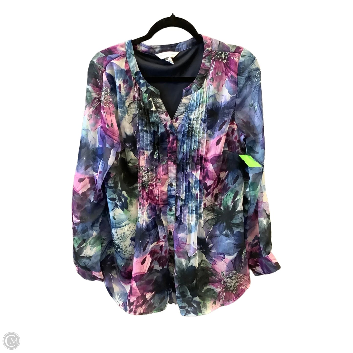Top Long Sleeve By Christopher And Banks In Blue & Purple, Size: M