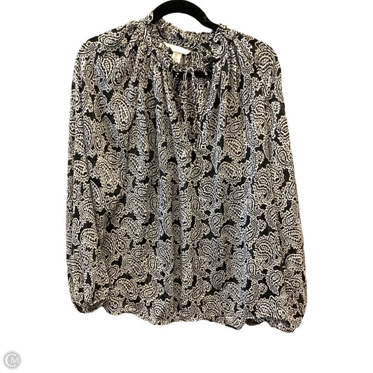 Blouse Long Sleeve By H&m In Black & White, Size: L
