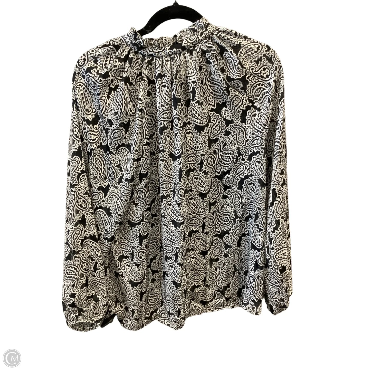Blouse Long Sleeve By H&m In Black & White, Size: L