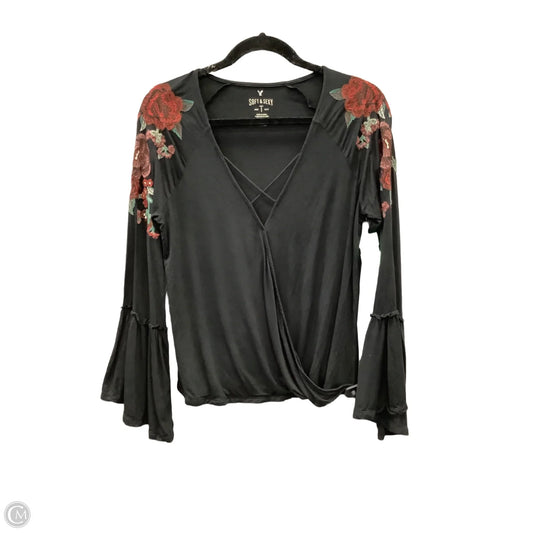 Top Long Sleeve By American Eagle In Black, Size: M