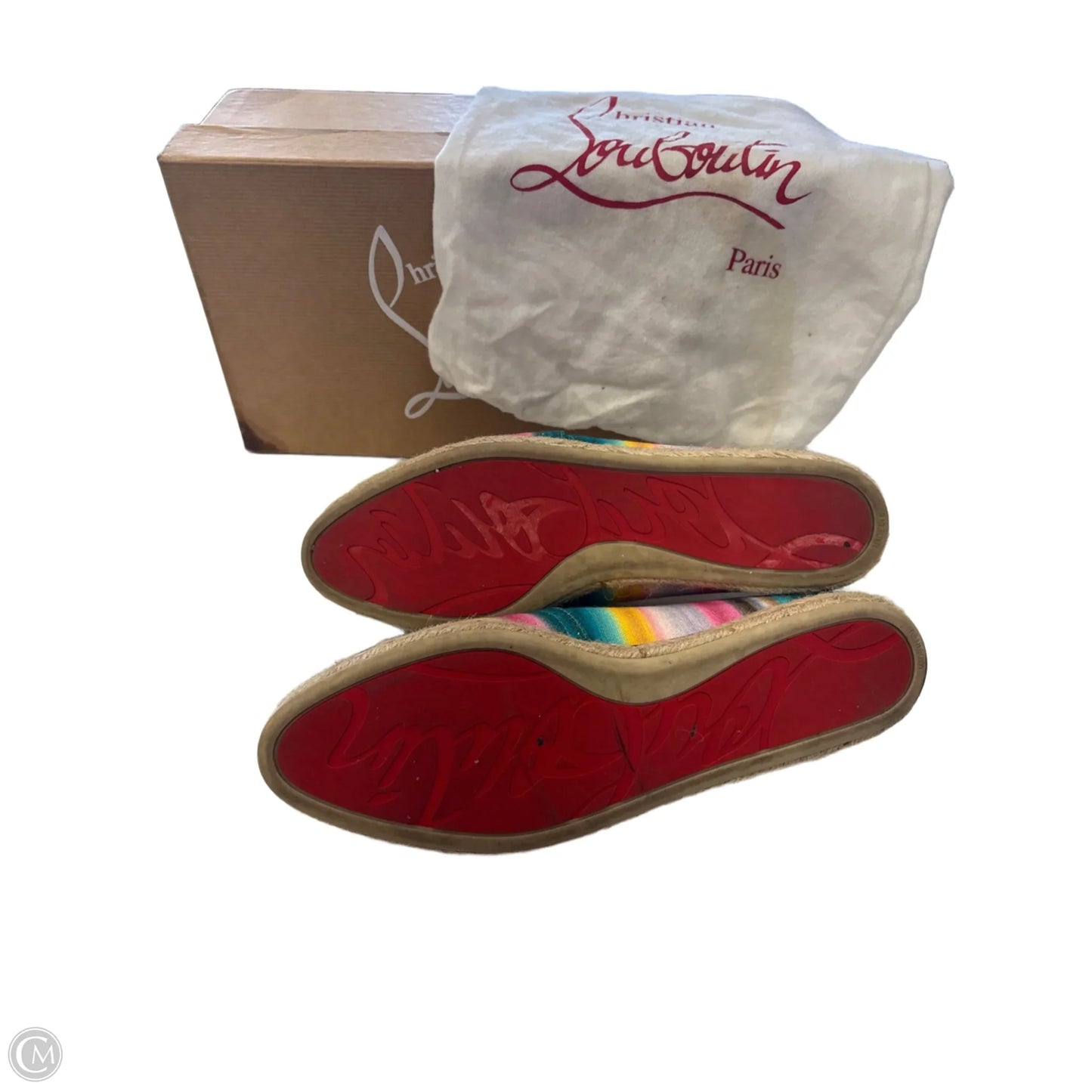 Shoes Luxury Designer By Christian Louboutin In Rainbow Print, Size: 7.5