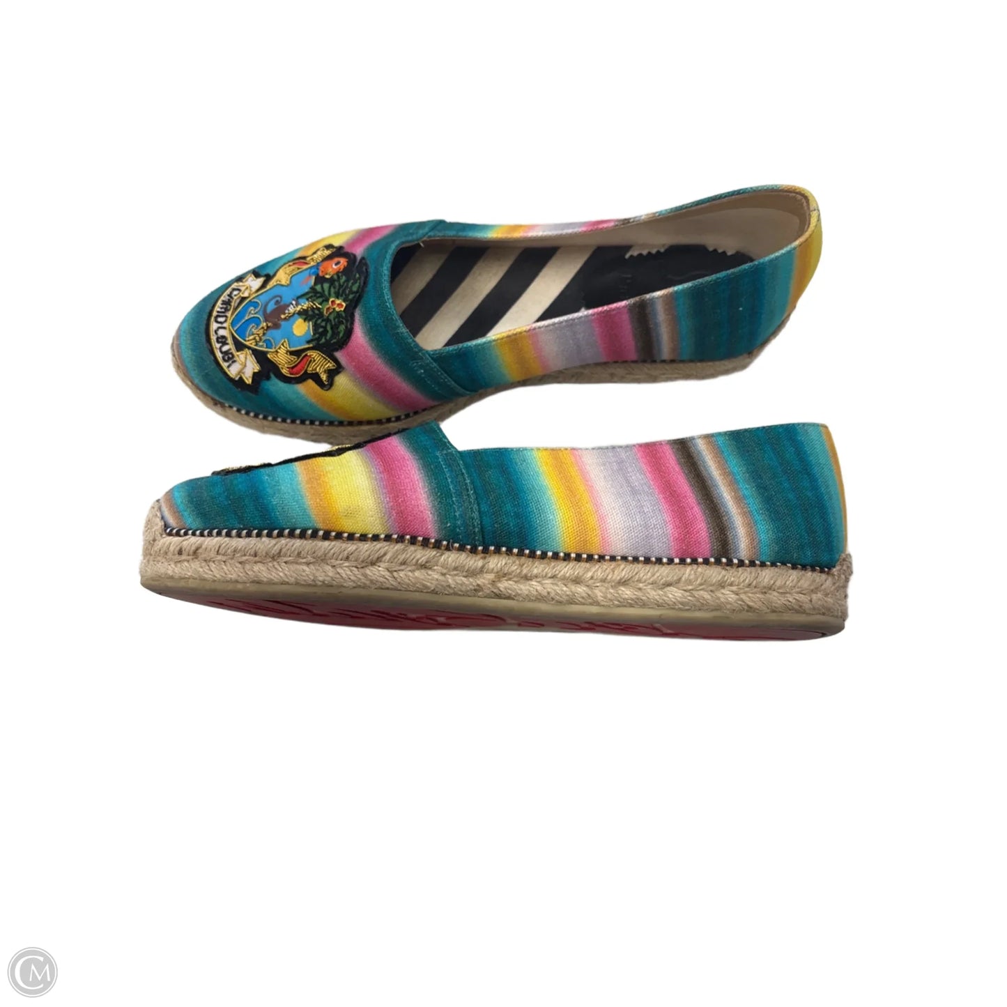 Shoes Luxury Designer By Christian Louboutin In Rainbow Print, Size: 7.5