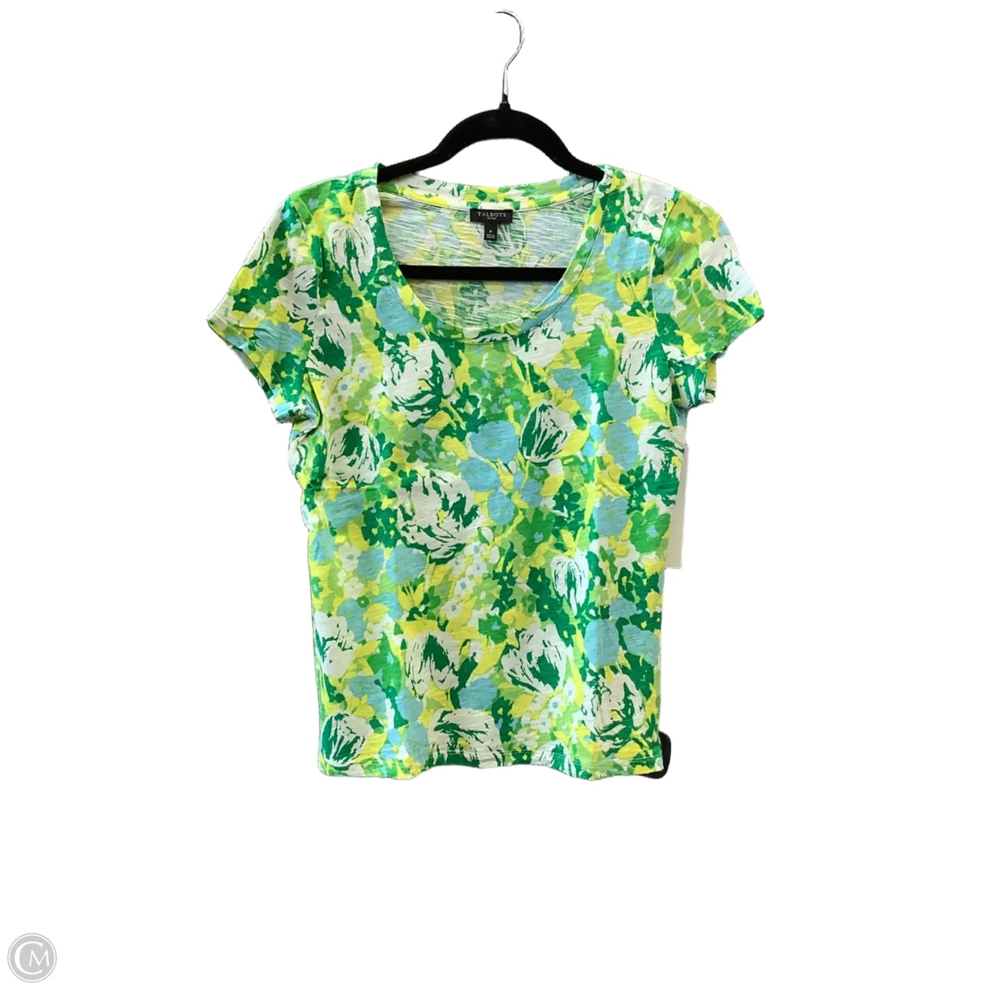 Top Short Sleeve By Talbots In Green & Yellow, Size: Sp
