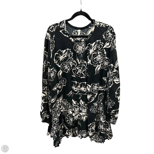 Tunic Long Sleeve By Free People In Black & Grey, Size: M