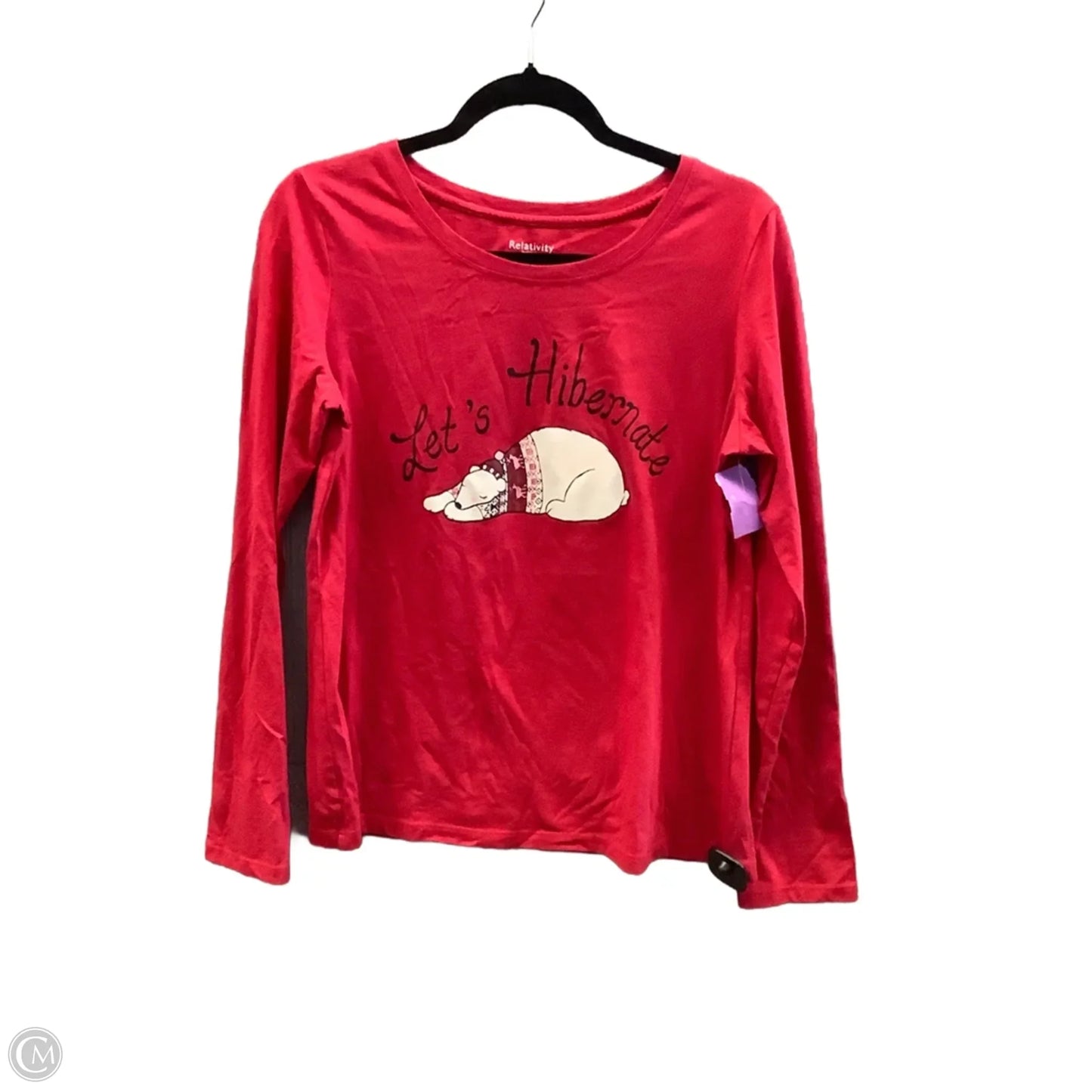 Top Long Sleeve By Relativity In Red, Size: M