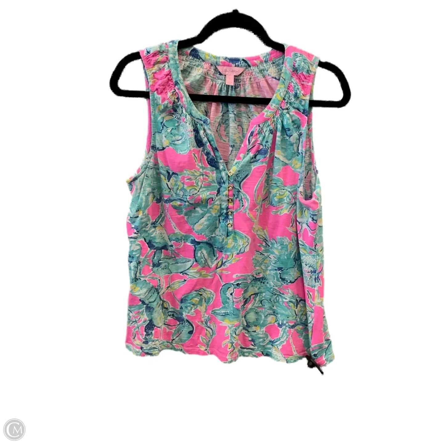Top Sleeveless Designer By Lilly Pulitzer In Blue & Pink, Size: L
