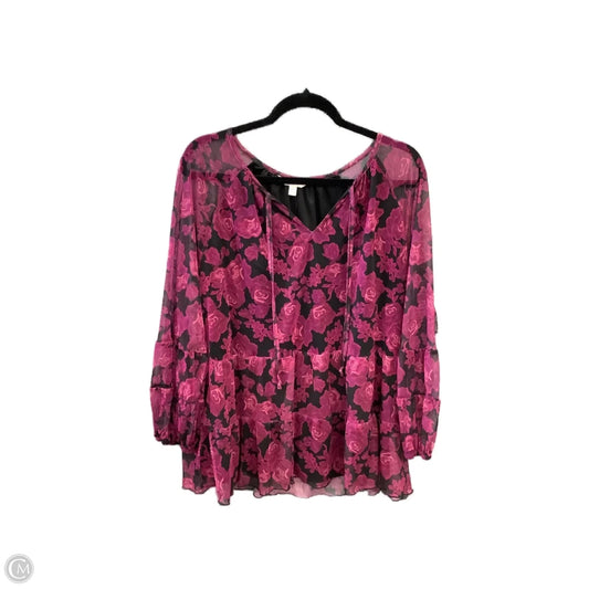 Top Long Sleeve By Terra & Sky In Purple, Size: 1x