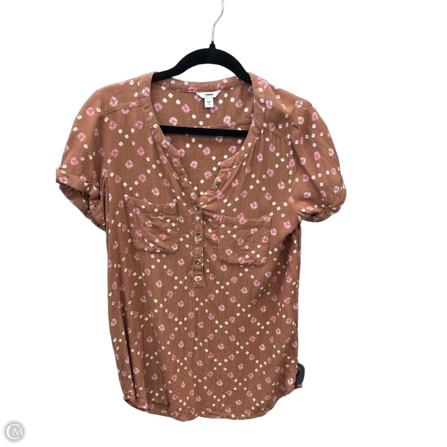 Top Short Sleeve By Sonoma In Brown, Size: S