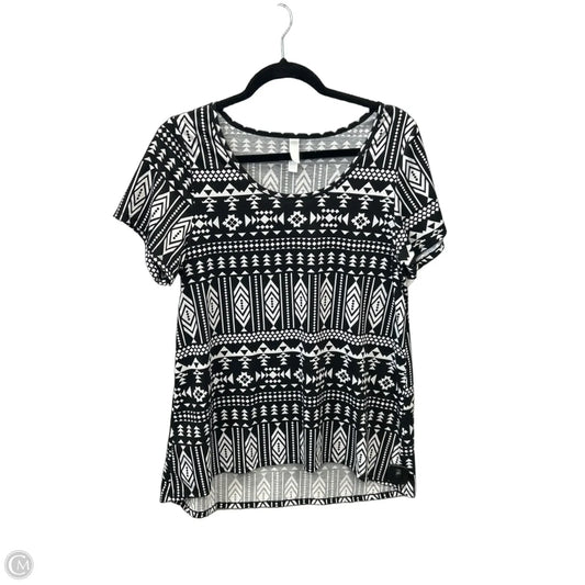 Top Short Sleeve By Lularoe In Black & White, Size: L