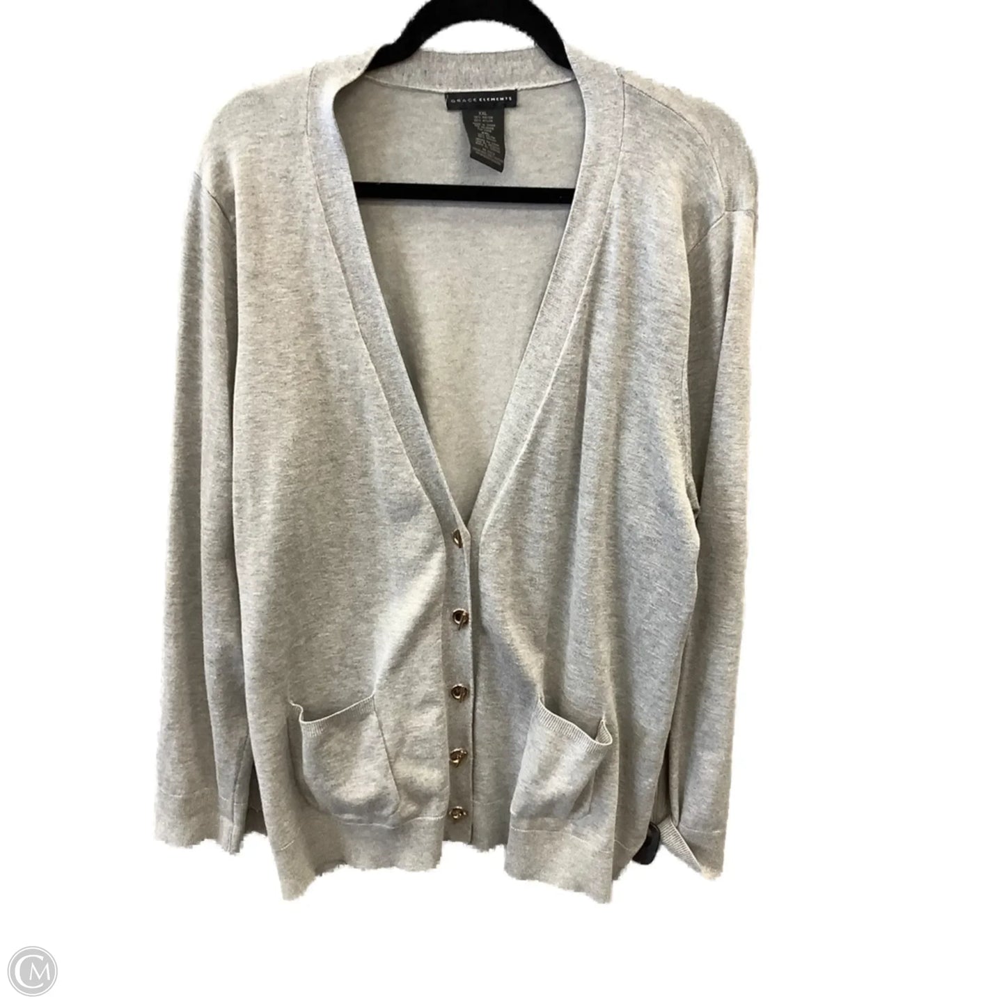 Cardigan By Grace Elements In Grey, Size: Xxl