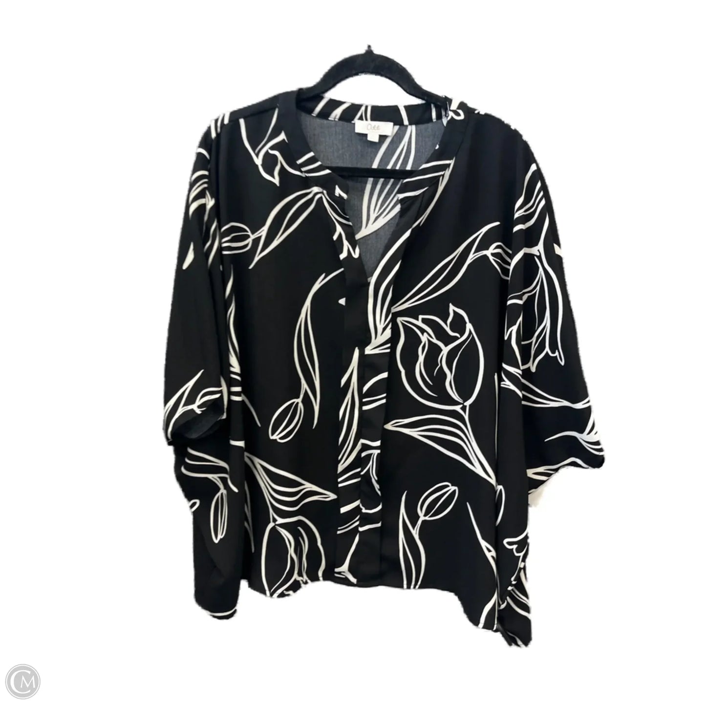 Top Short Sleeve By Oddi In Black & White, Size: M