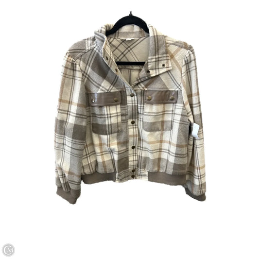 Jacket Shirt By Cato In Plaid Pattern, Size: L