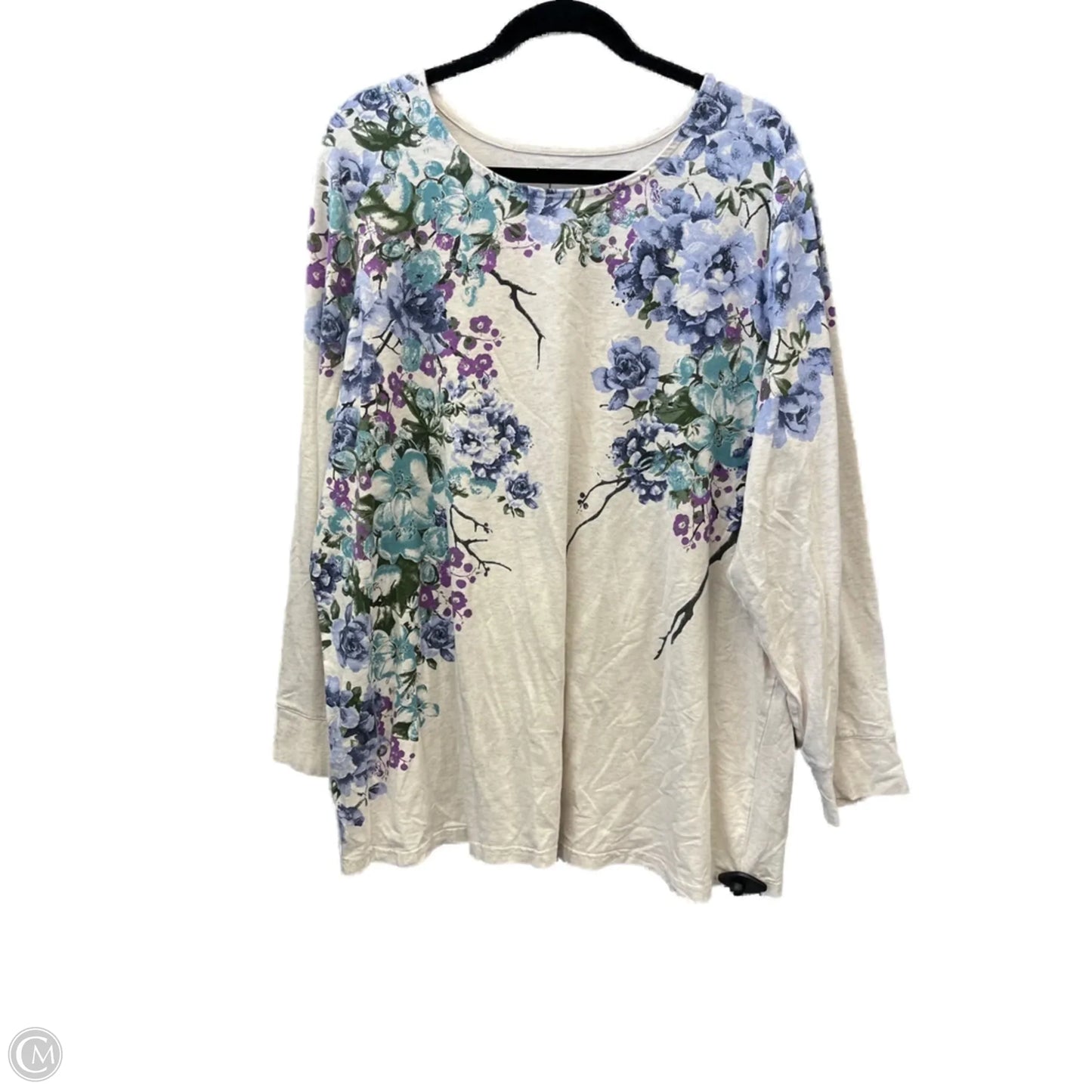 Top Long Sleeve By Denim And Company In Tan, Size: 3x