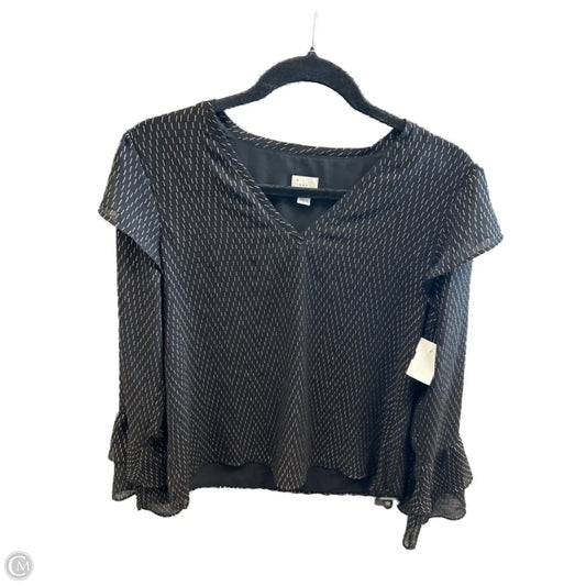 Top Long Sleeve By A New Day In Black & Gold, Size: S