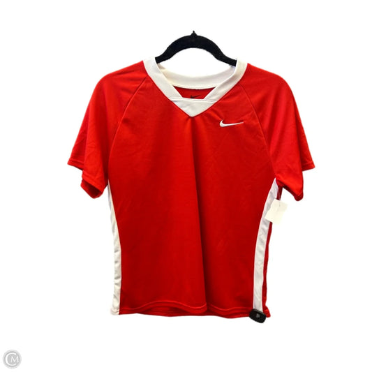 Athletic Top Short Sleeve By Nike Apparel In Red & White, Size: M