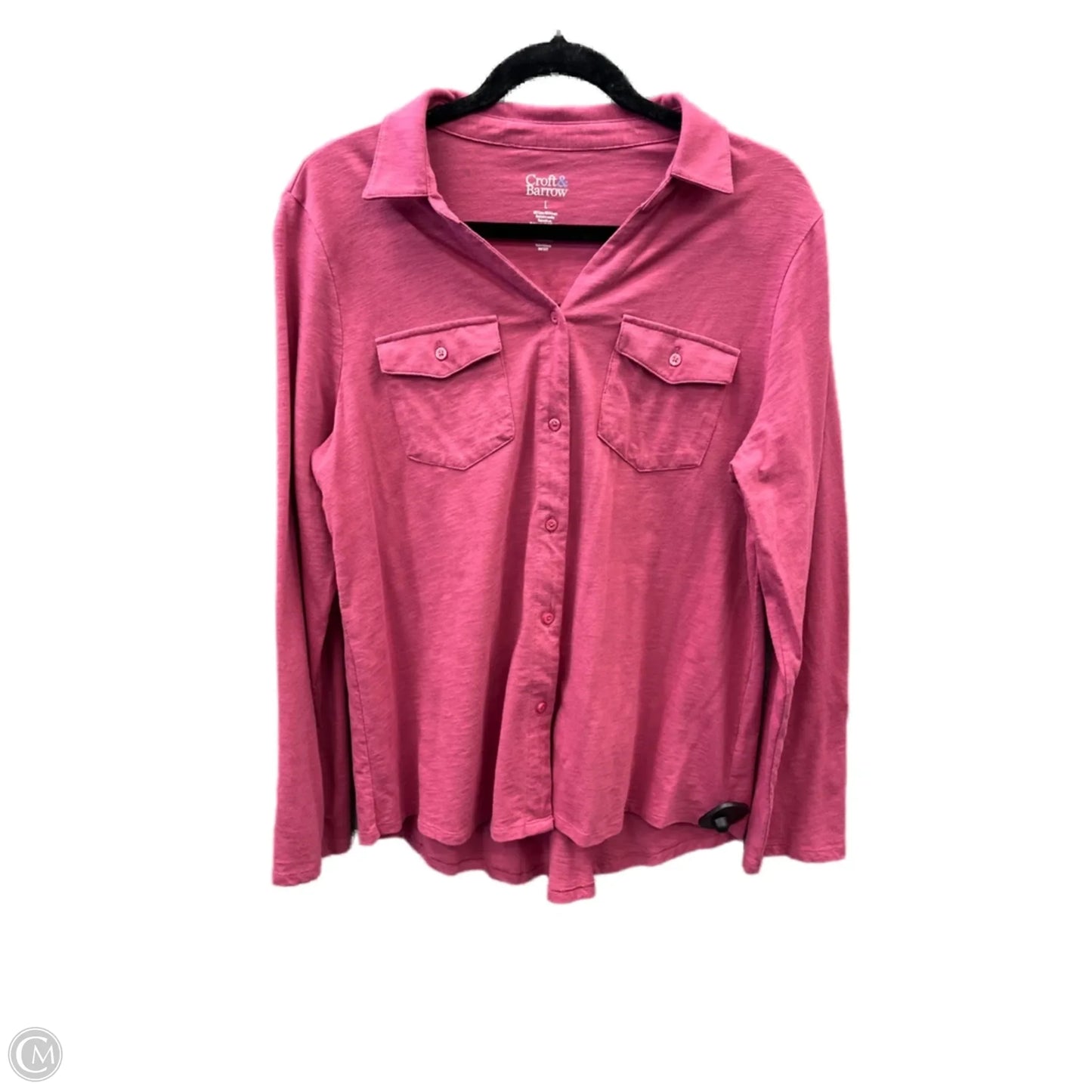 Top Long Sleeve Basic By Croft And Barrow In Pink, Size: L