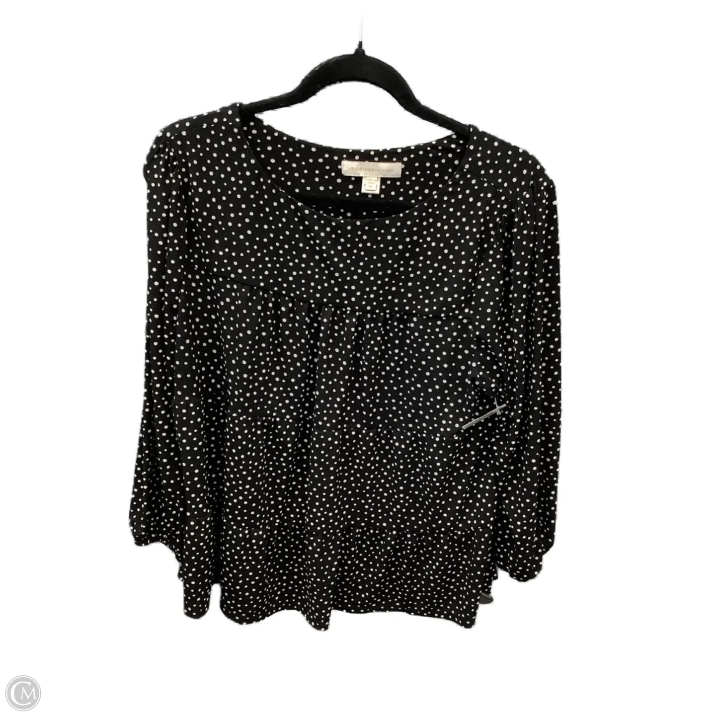 Top Long Sleeve By Monteau In Polkadot Pattern, Size: Xl