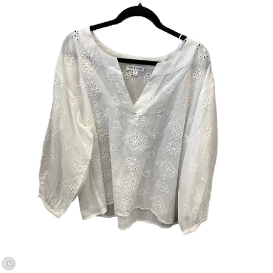 Blouse Long Sleeve By Clothes Mentor In White, Size: 1x
