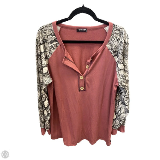 Top Long Sleeve By Heimish Usa In Snakeskin Print, Size: 3x
